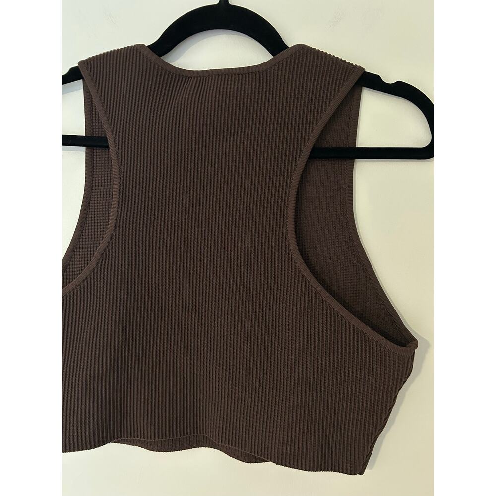 NWT Aritzia Babaton XL Sculpt Knit Tank Top Racer back Rich Mocha Brown Ribbed - Picture 6 of 6